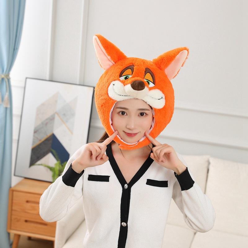 Хэллоуин оранжевая лиса шапка-капюшон, плюшевый капюшон, фотореквизит фотореквизит, мультяшный капюшон 33*37CM0.17kg