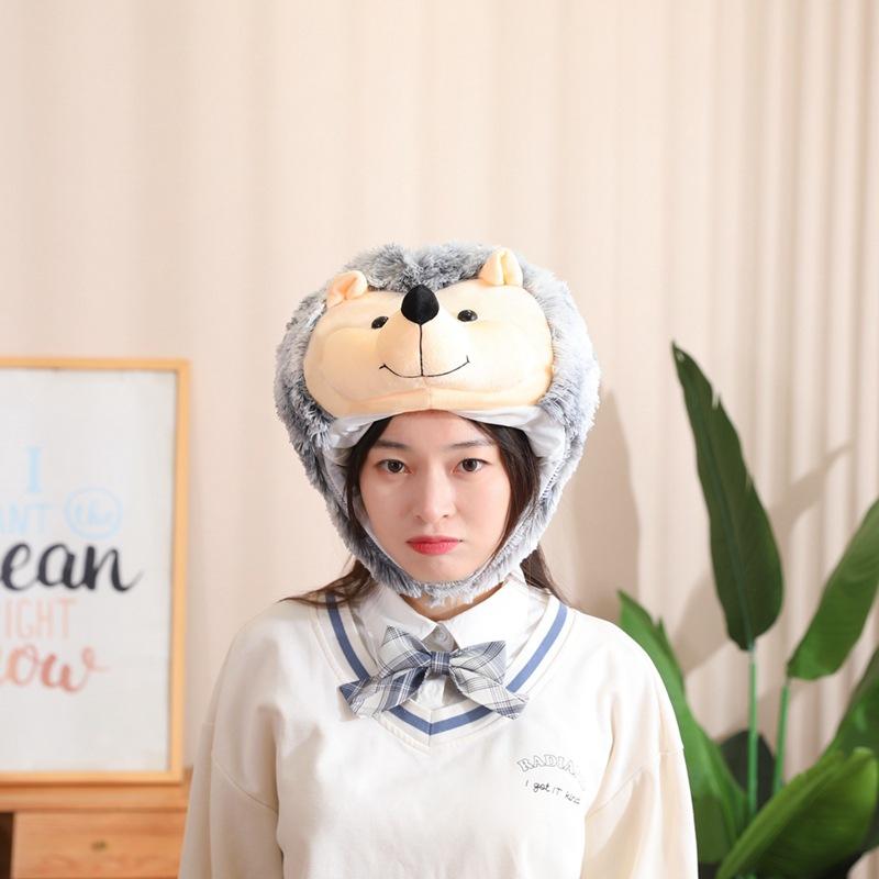 Шапка-капюшон ежик, плюшевый капюшон, реквизит для фото, мультяшный капюшон, реквизит для выступлений 35*26CM0.18kg