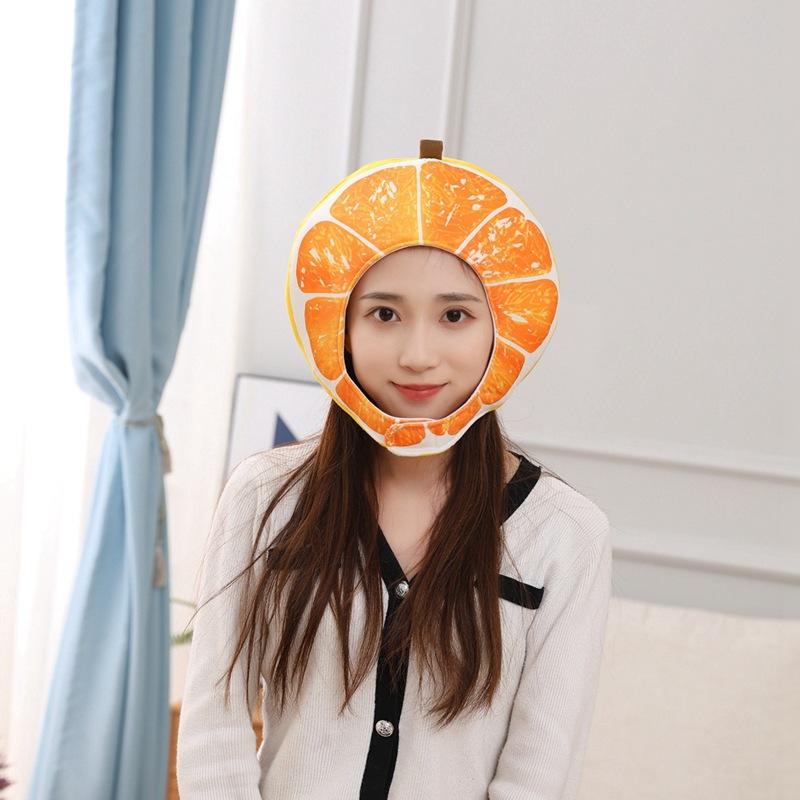 Короткая оранжевая шапка-капюшон с принтом, плюшевый капюшон, реквизит для фото, мультяшный капюшон 30*25CM0.1kg