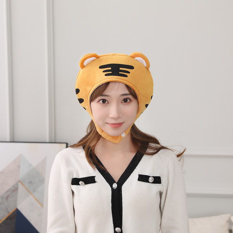 Хэллоуин короткий принт король полосатый тигр капюшон шляпа, плюшевый капюшон, реквизит для фото, мультяшный капюшон 28*26CM0.1kg